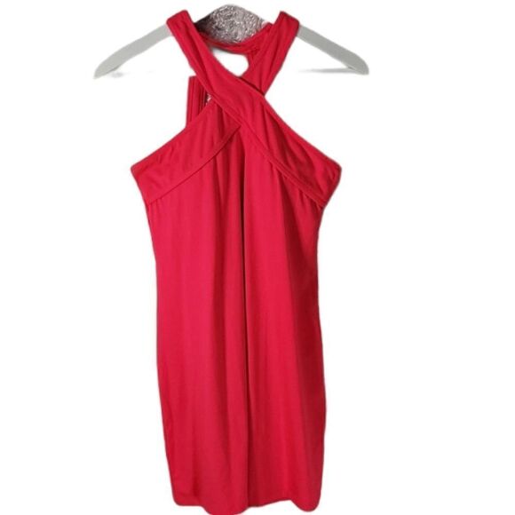 Coral Grecian Neck Athletic Dress - Picture 1 of 2